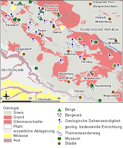 Karte der Geologie im Bayerischen Wald