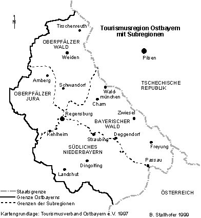 Karte von Ostbayern